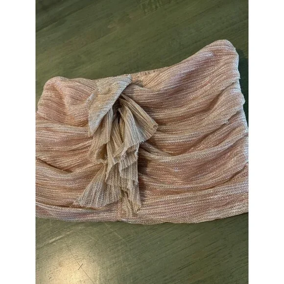 Maeve By Anthropologie Ruched Metallic Pink Strapless Top S - Picture 2 of 6